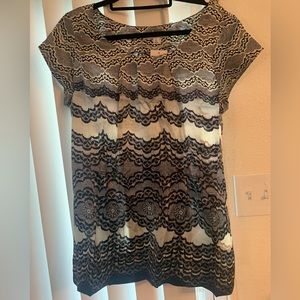 Short Sleeve Shiny Multi Black/ Silver Blouse